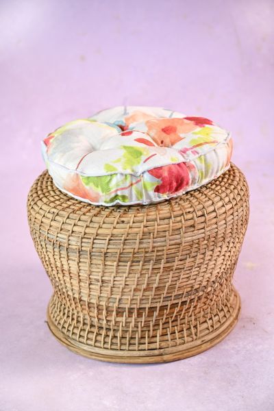 Round Bamboo Assamese Foot Stool