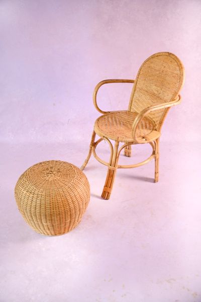 Apple Design Cane Woven Stool